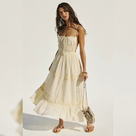 Free People Taking Sides Maxi Dress S P Women's Casual Backless Long NEW 45038 - Picture 1 of 5